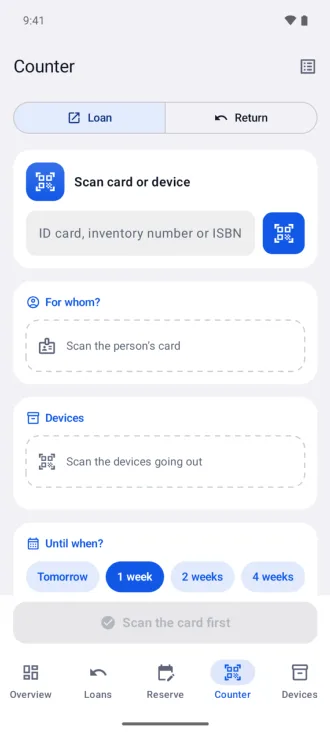 Android: Borrow with the camera