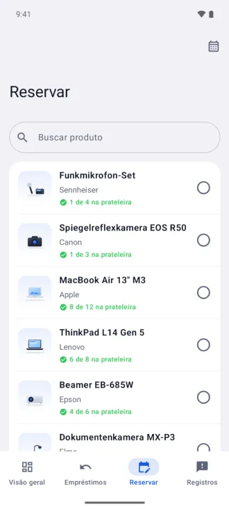 Inventaris no Android: reservar