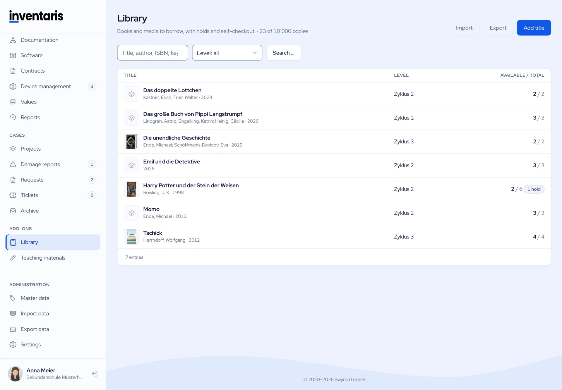 Library catalogue