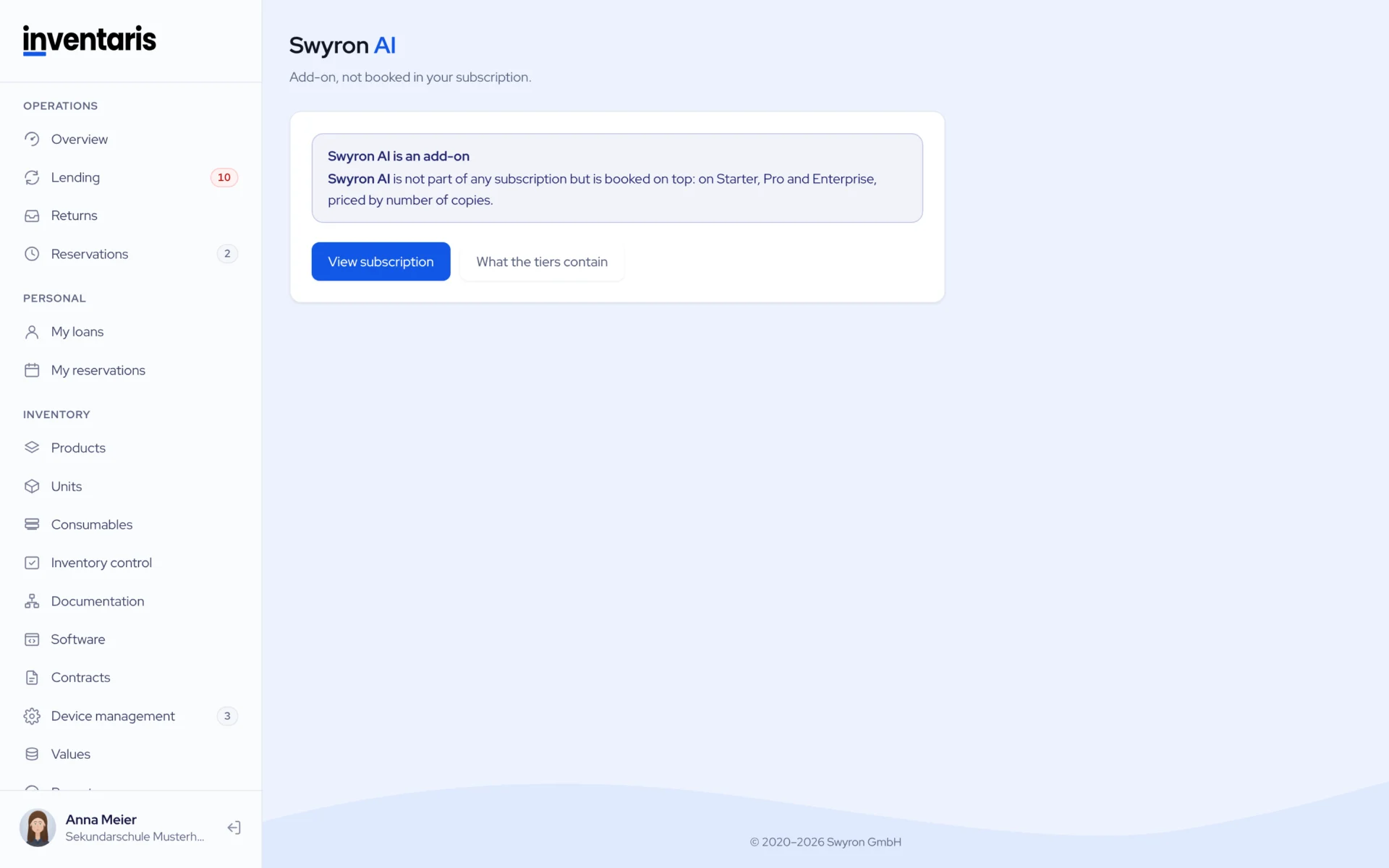 The Swyron AI page