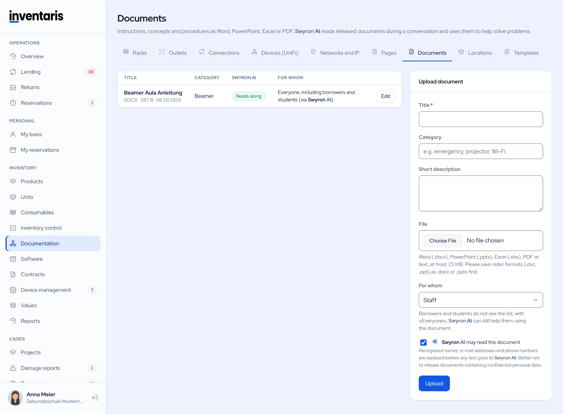 Documentation → Documents with an uploaded instruction