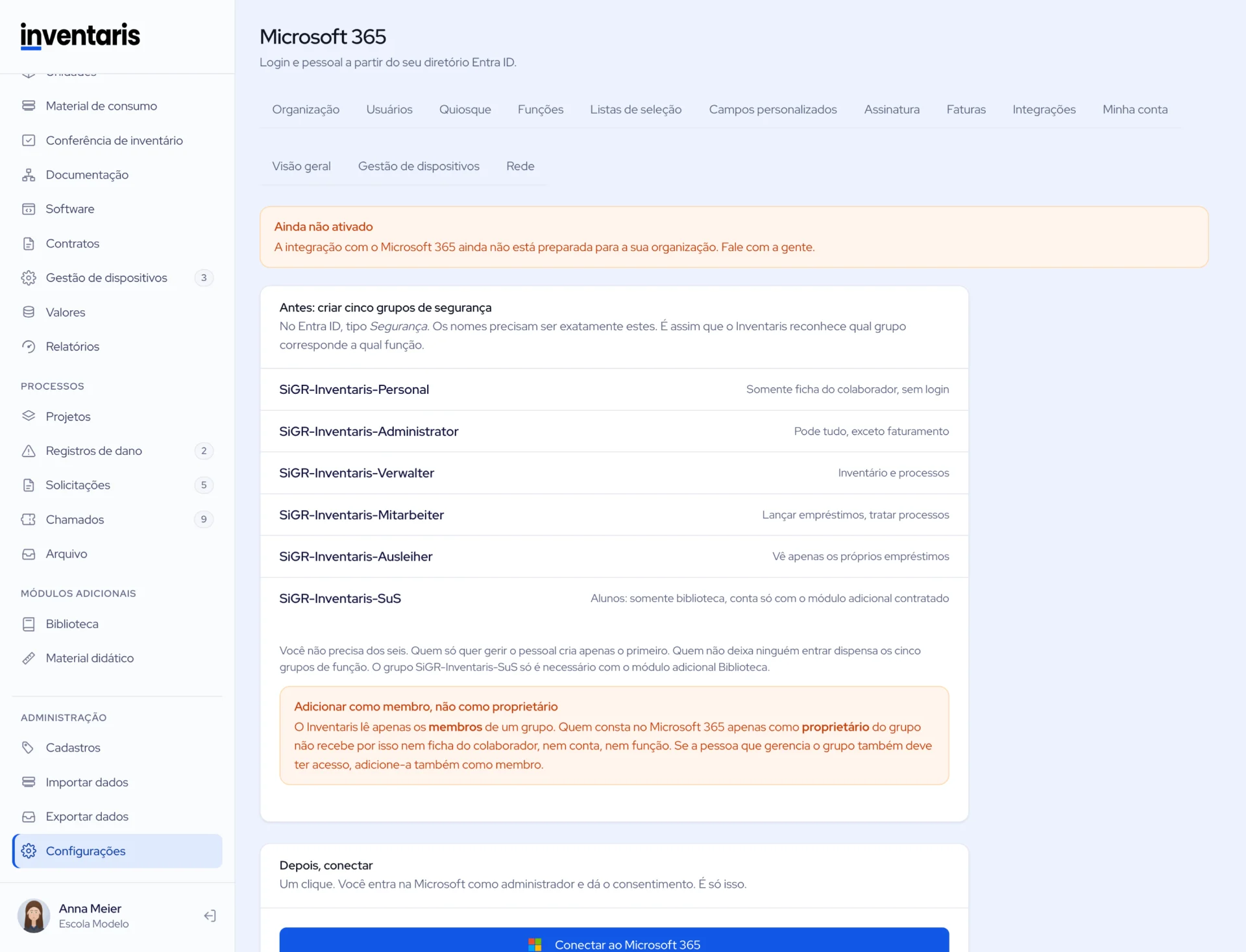 Configurações, Microsoft 365