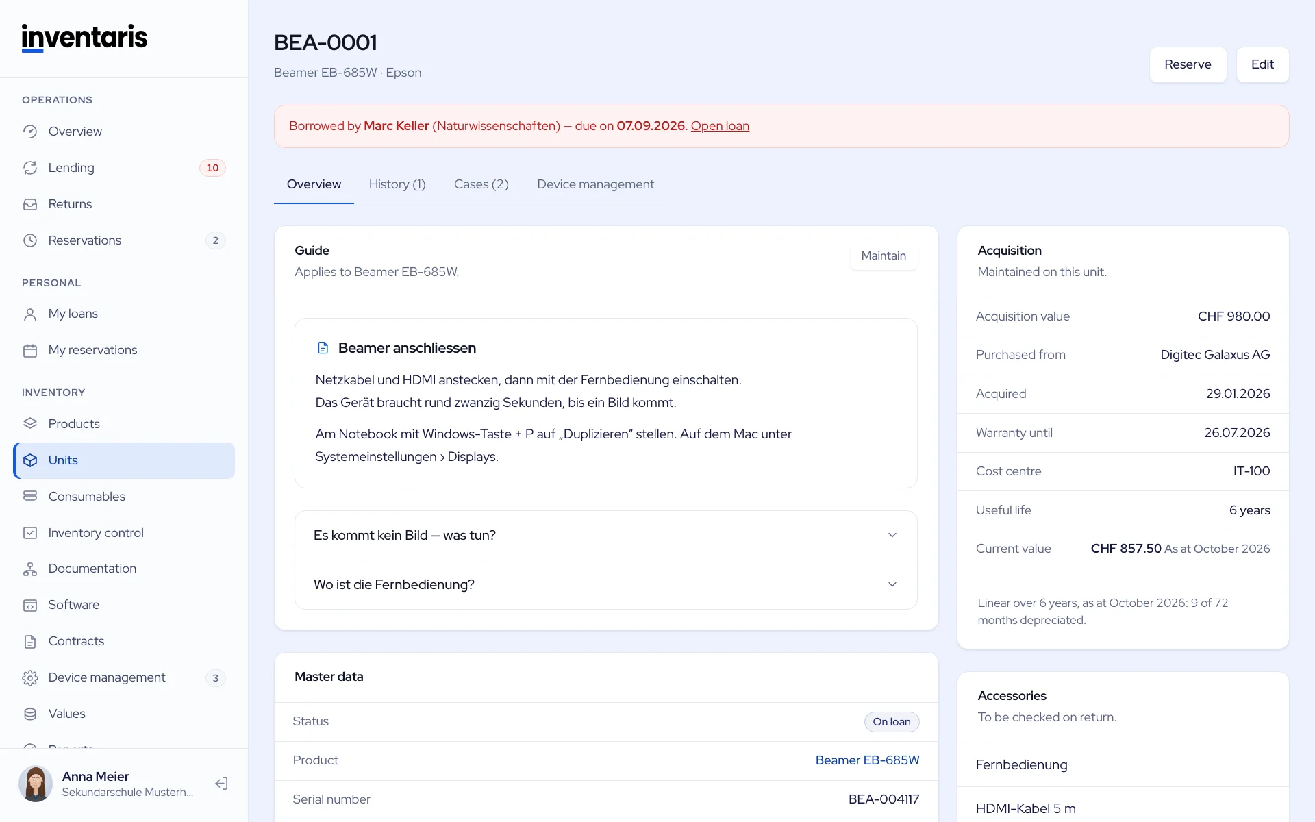 Instructions in Inventaris