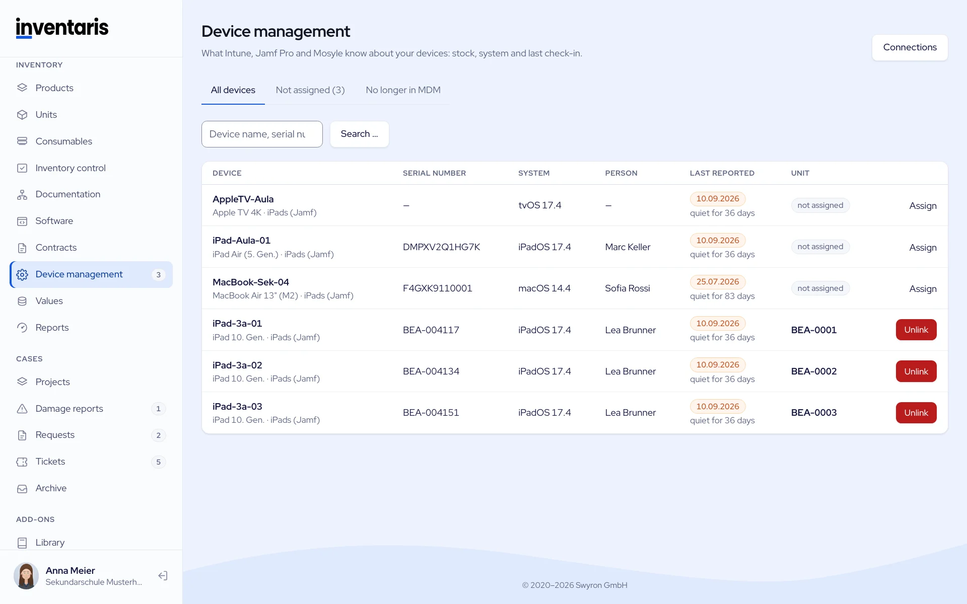 Device management in Inventaris