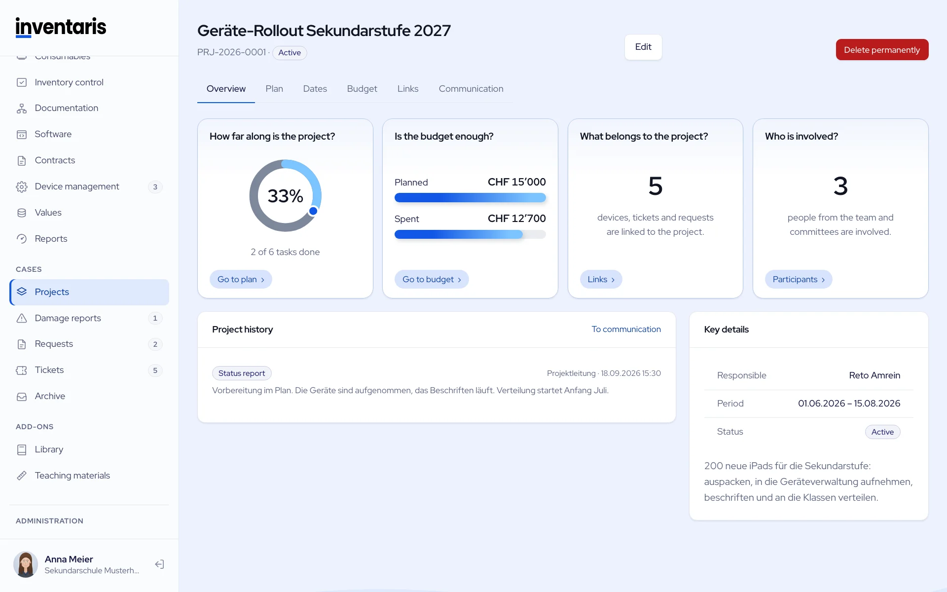Projects in Inventaris